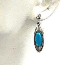 Silver Tone Turquoise Dangle Earrings