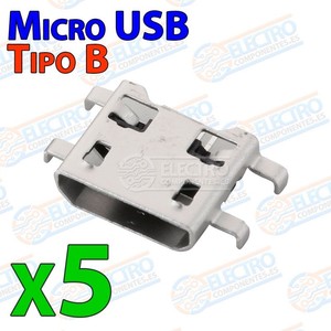 5x Conector Micro USB Tipo B Hembra soldar SMD patas 90º | eBay