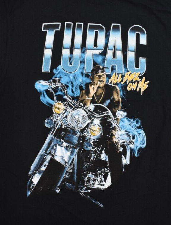★2022SS新作★YESEYESEE★2pack Coolmax Tee 2Pac Mens Tupac Shakur All Eyez On Me Motorcycle Graphic