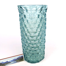 Sklo Union Vase, Aquamarin Glas, Czech Art Glass, Mid Century, Vintage 1960er