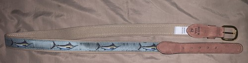 Cinturón World Wide Sportsman Cuero Grano Bordado Marlin Pescado 42 Nuevo Con Etiquetas Hecho en EE. UU. - Imagen 3 de 4