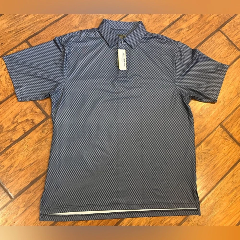 FX Fusion polo shirt men’s medium blue patterned performance golf stretch NWT - Image 2 of 4