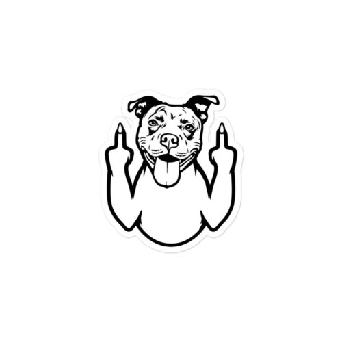 Funny American Pit Bull Terrier Middle Finger Dog Breed Smiling Vinyl Sticker - Picture 1 of 4