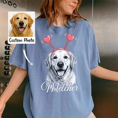 Custom Pet Valentine's Day Comfort Tee Personalized Dog Cat Lover