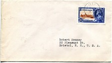 1935 Silver Jubilee Leewards 2 1/2d correct rate cover ST KITTS Last Daypostmark