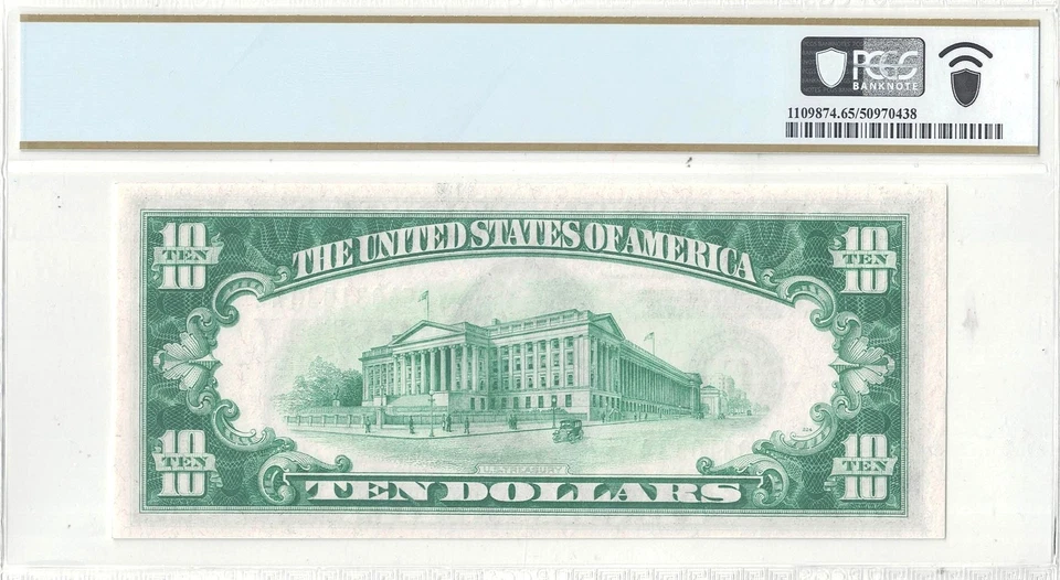 1928-C $10 Federal Reserve Note Fr-2003-G PCGS Gem CU-65 PPQ - Image 3 of 3
