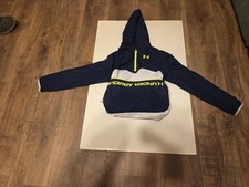 Under Armour Mahlon Boys Waterproof Hooded Pullover Jacket in Blue  White
