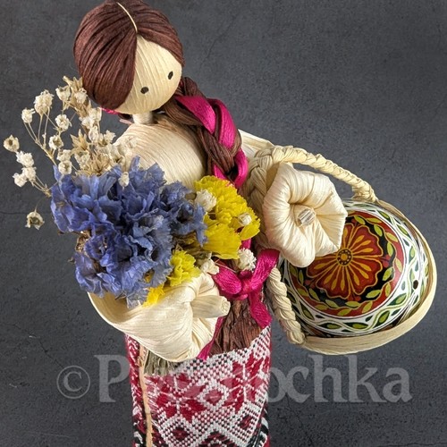 CONJUNTO Muñecas Pollo Pysanka + Cáscara de Maíz Hechas a Mano por artista de Ucrania - Imagen 3 de 12