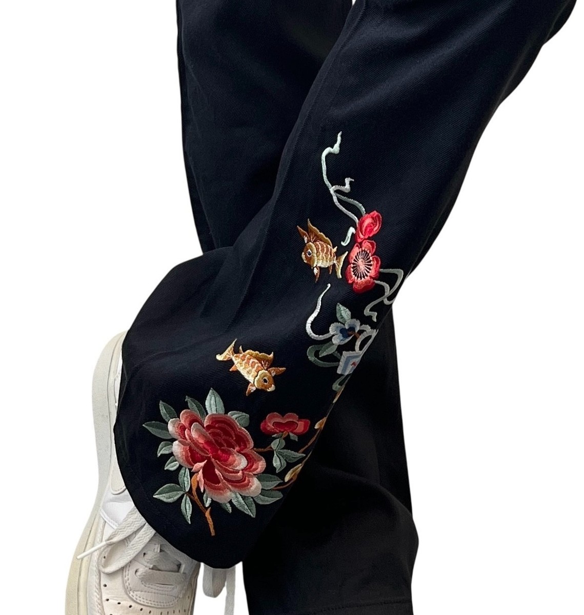 Christian Dior デニムキャミソール 36 ヴィンテージ Christian Dior Vintage 2001 Embroidered Pants #36 Button Black