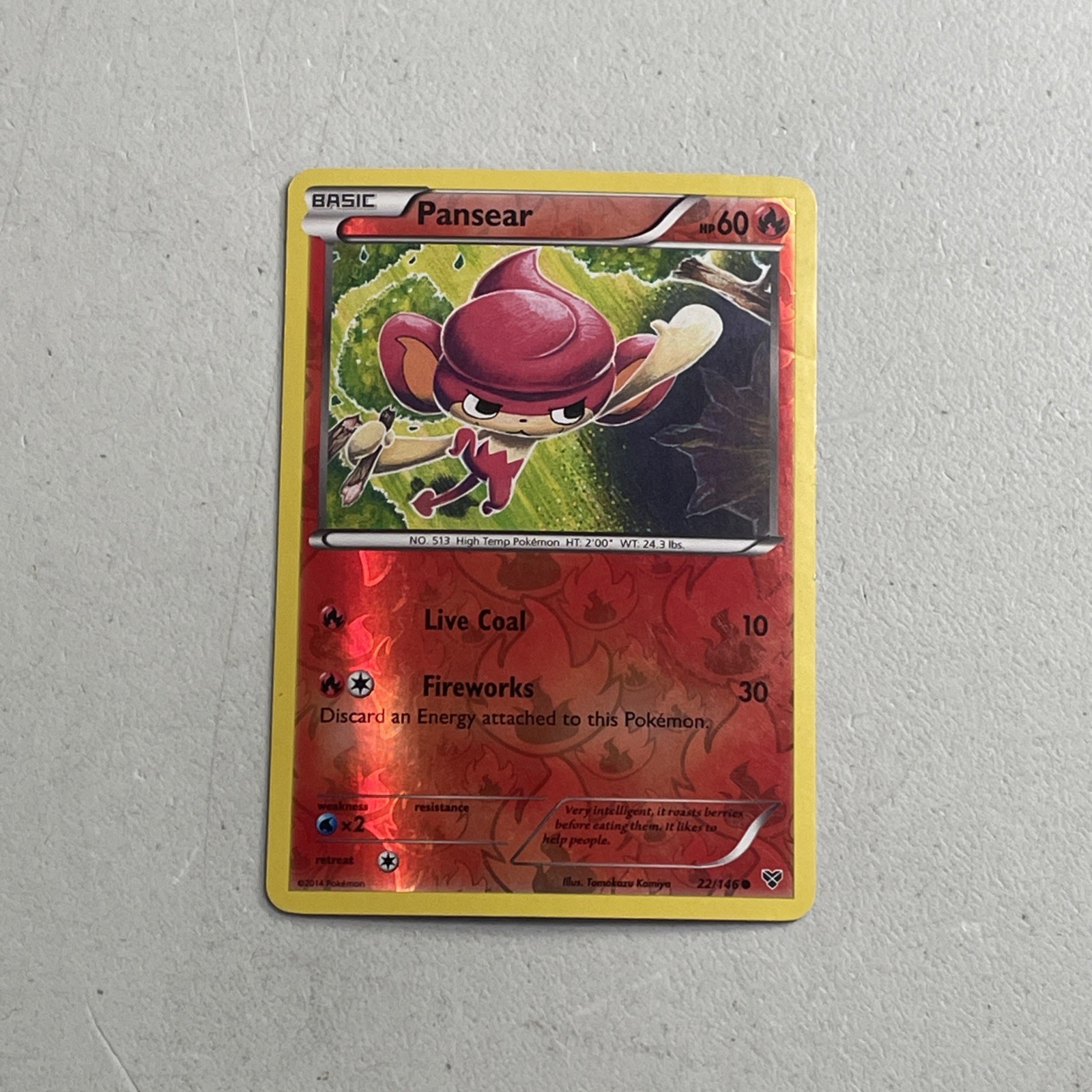 Pokemon TCG 2014 XY Base Set Card -- Pansear 22/146 Reverse Holo