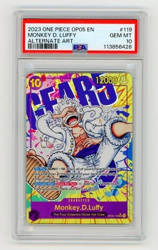 2023 One Piece Monkey D. Luffy OP05-119 SEC Alt Art PSA 10 (English)