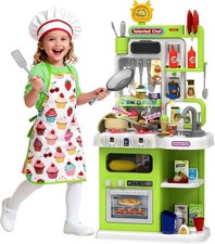 Kids Kitchen Playset, 36.22'' Play Kitchen for Toddlers 1-3 with Steam, Sound