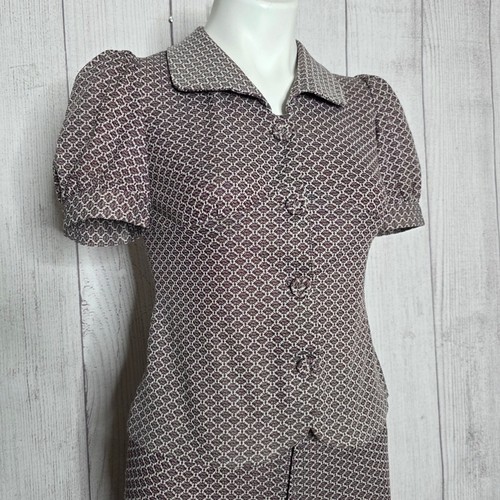 VTG 70s Wuy-Tin Pantsuit Set Puff Sleeve Top & Flared Pants Rare Mod Disco, sz S - Picture 4 of 10