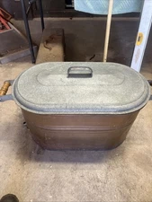 Antique Revere Copper Kettle Boiler With Lid Wash Tub Canning Wooden Handles