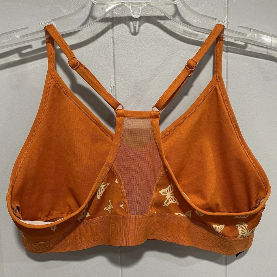 Bralette Mariposa Rosa Victorias Secret Mujer Y2K Mediano Naranja Malla Espalda Corredora Foto 3 de 4