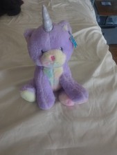 FAO Schwarz Glow Brights Plush Unicorn Stuffed Animal Sound light Purple Soft