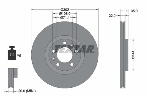 2x BRAKE DISC 92197103 FOR CITROËN C6 DT20C 3.0L UHZ 2.7L XFV/XFX 2.9L 6cyl C6 - Picture 2 of 8