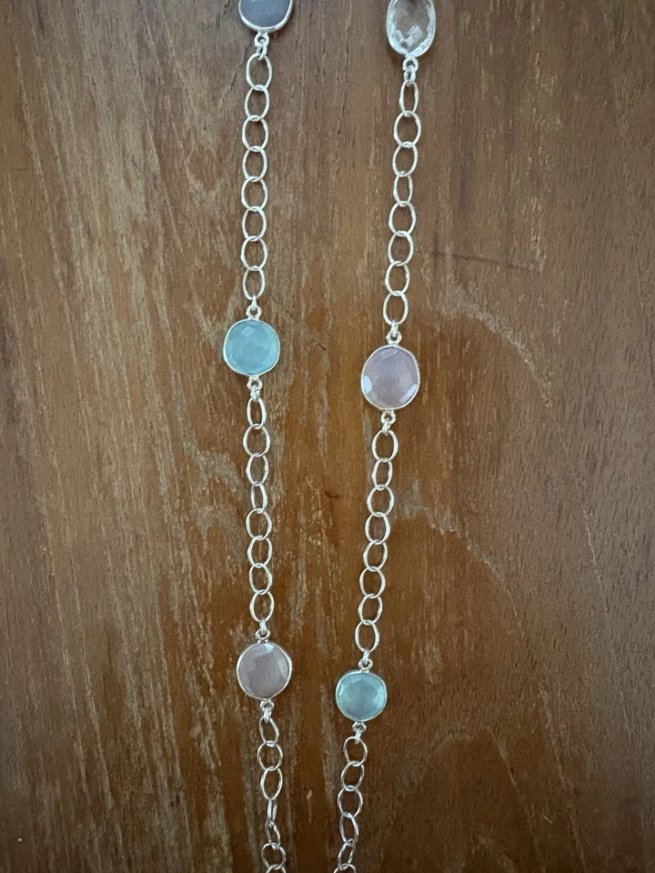 Hingucker: Wunderschönes Schmuckset aus Silberkette und Armband mit Steinen! - Bild 2 von 4