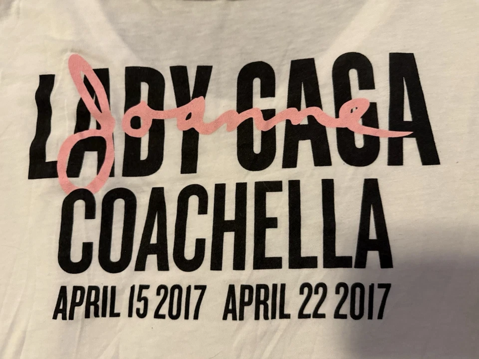 Lady Gaga Joanne Coachella 2017 Cropped Shirt White L/XL Rare Festival Merch - Image 3 of 4
