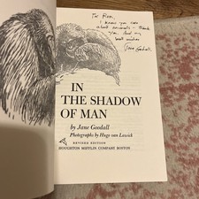 Jane Goodall Signed Autograph In The Shadow Of Man Book Chimpanzee Expert