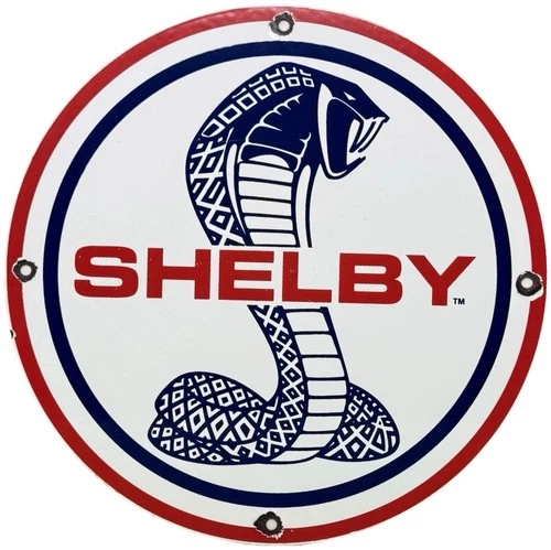 VINTAGE FORD SHELBY COBRA PORCELAIN DEALERSHIP SIGN GAS STATION PUMP PLATE OIL