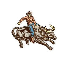 Cowboy Rodeo Horse Bull Bronco Riding Country Patch, Iron On/Sew On