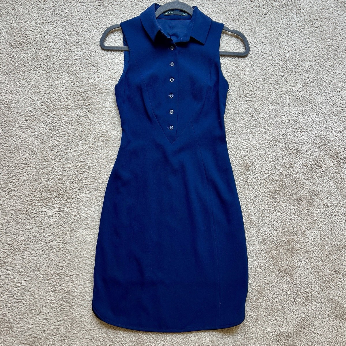 karen millen navy blue dress Karen Millen Navy blue Collard Sleeveless Corset Feminine Pencil Dress Size US 2