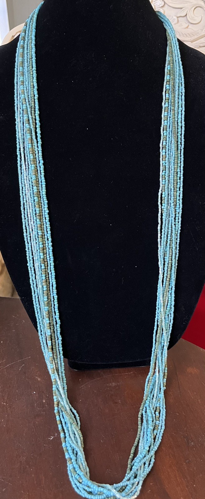 Multiple Strand Turquoise Colored Layered Seed Be… - image 2