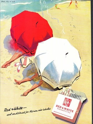 Original 1956 Reklame Marcovitch RED & WHITE Zigaretten Vintage Tabak Print Ad