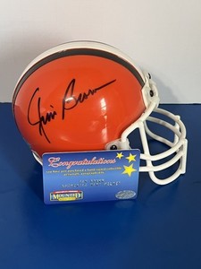 Jim Brown Signed Cleveland Browns Mini Helmet Mounted Memories  COA