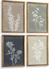Framed Boho Wall Art Set of 4 for Wooded Minimalist Botanical Print Wall Art for