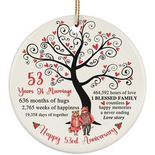 53 Years Love Ornament Happy 53rd Anniversary Cute Bear Couple Christmas Gifts