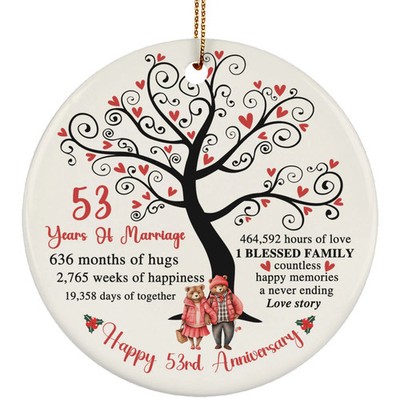 53 Years Love Ornament Happy 53rd Anniversary Cute Bear Couple Christmas Gifts
