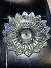 VTG 1960s Flower Bowl Federal Smoke Iridescent Carnival Glass Star Petals 10”