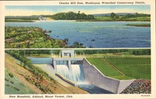 Charles Mill Dam Ashland Mount Vernon Ohio 1940 Multiview Postcard
