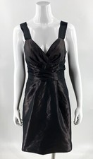 Banana Republic Dress 8 Brownish Purple V Neck Cocktail Pockets Metallic Sheen