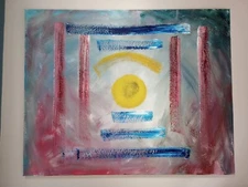 Original Signed Max Modern Abstract Painting 20x16 Canvas, Minimalist Folk Art