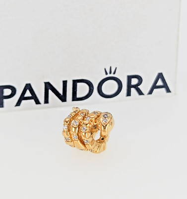 NEW 100% Authentic PANDORA 14K Gold Plated Pave Curled Snake Charm ...