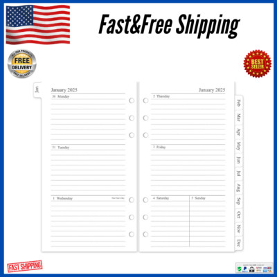 2025 Weekly & Monthly Planner Refill, A6 Planner Inserts with Monthly ...