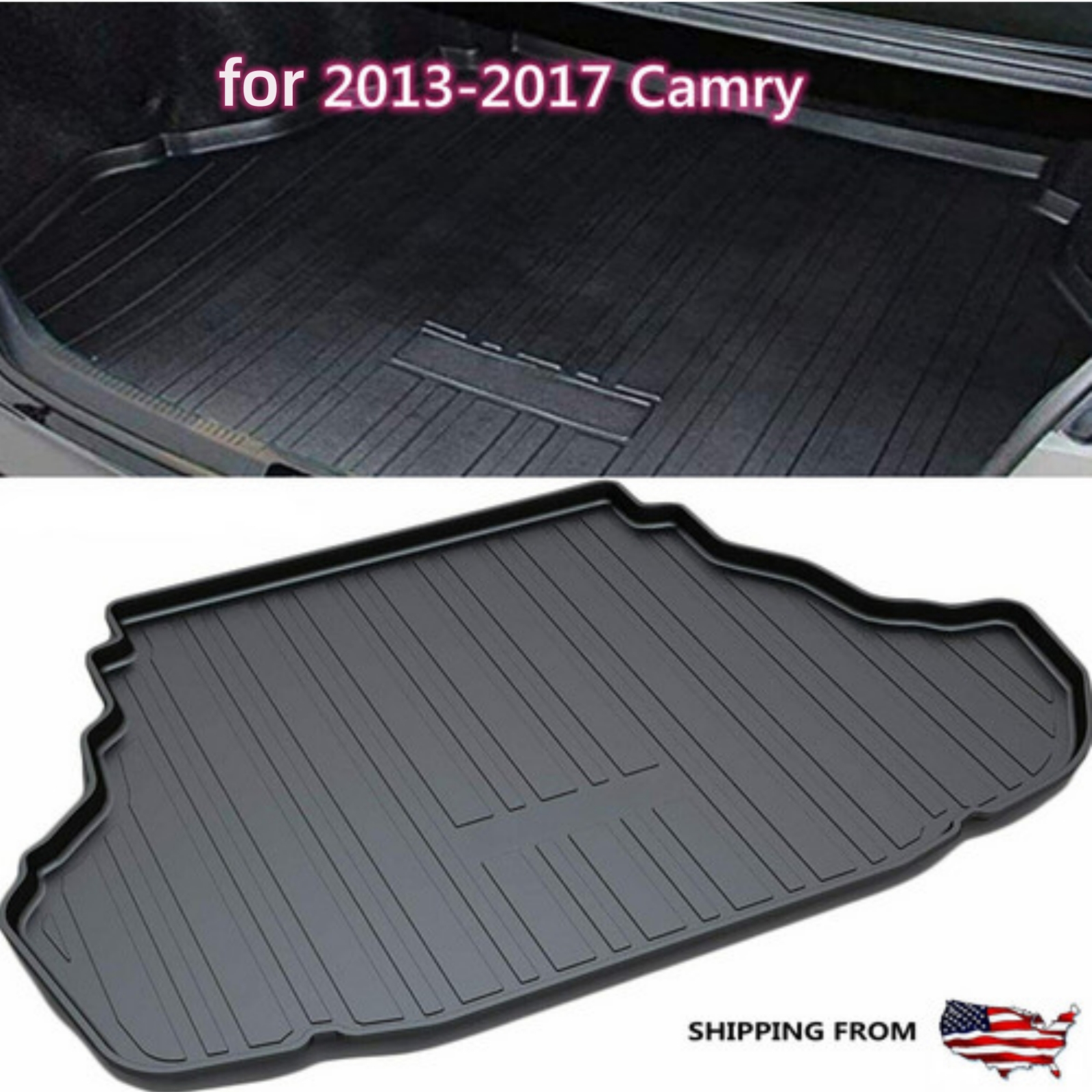 Black Cargo Trunk Liner Floor Mat fit for 2013-2017 Toyota Camry All Weather