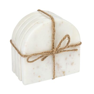 Bloomingville Modern Arched Marble, Set of 4, White Coaster