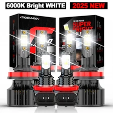 H11+H11+H11 LED Headlight Conversion Bulbs High-Low Beam Fog Light Combo Kit