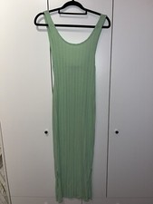 Pretty Little Thing Sage Green Rib Scoop Detail Split Midi Dress