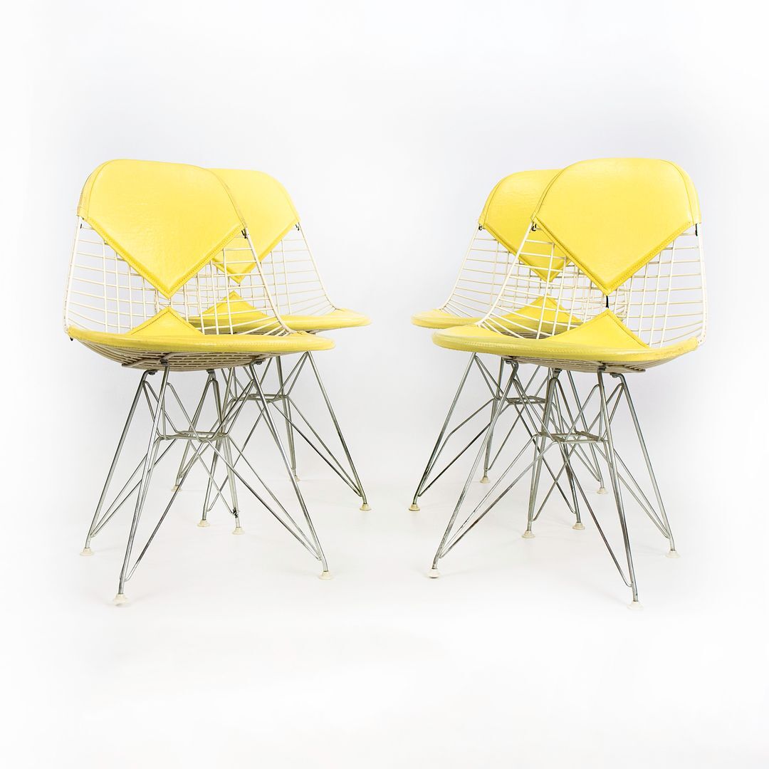 1958 Set of Four Herman Miller Eames DKR-2 Wire Bikini Chairs w