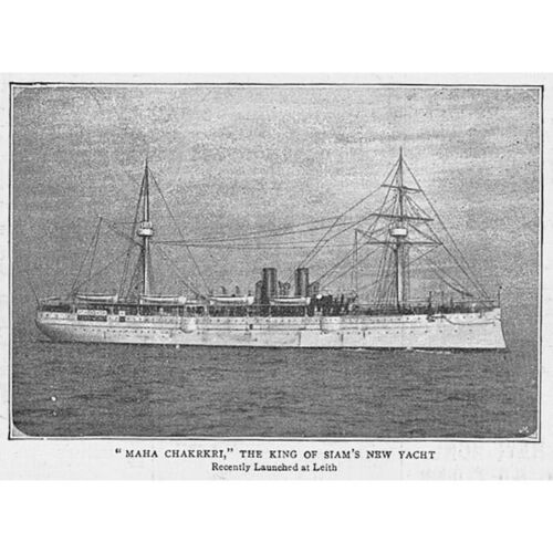 Yacht du roi de Siam 'Maha Chakri' - imprimé antique 1892 - Photo 1/1