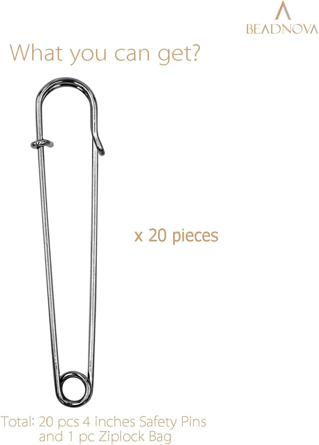 BEADNOVA 4 Inch Large Safety Pins for Clothes Big Safety Pins Heavy