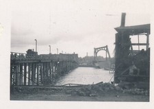WWII MINI 1-3/4" x 1-1/4" Photo US Army Bombed Out Bridge Germany
