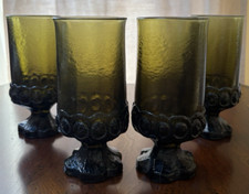 Vintage Tiffin Franciscan Madeira Avocado Green 6.5 in Footed Goblet Set of 4