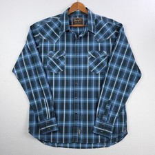 Wrangler Retro Western Shirt Mens XL Blue Plaid Cotton Pearl Snap Stitching