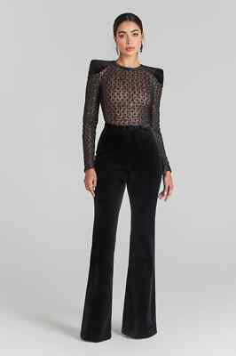 Nadine Merabi Amanda Jumpsuit Schwarz S/M UK 10 Neu mit Etikett Neu UVP 325£ ohne Gürtel